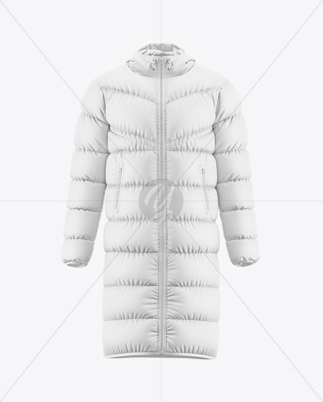 Men's Hooded Down Jacket Mockup - Front View