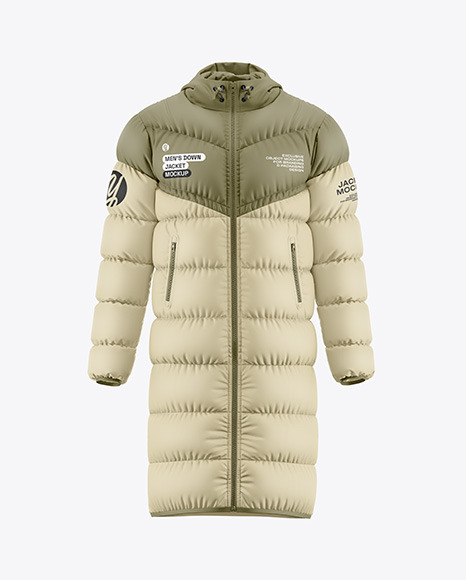 Men's Hooded Down Jacket Mockup - Front View