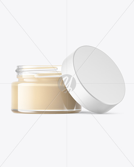 15ml Opened Clear Glass Jar Mockup