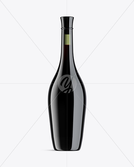 Green Glass Bottle With Red Wine Mockup