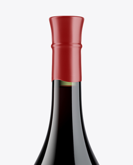 Green Glass Bottle With Red Wine Mockup