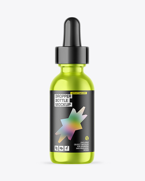 Metallic Dropper Bottle Mockup - Oil Tincture PSD Mockup