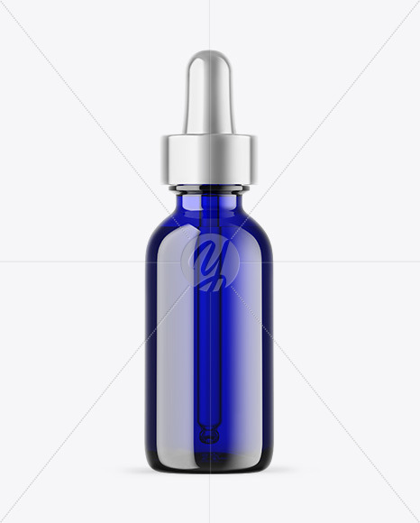 Blue Glass Dropper Bottle Mockup