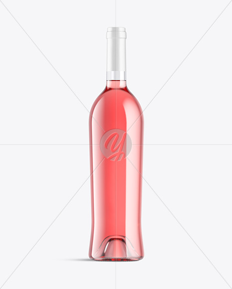 Clear Glass Bottle With Pink Wine Mockup