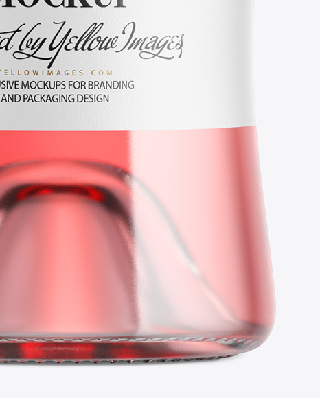 Clear Glass Bottle With Pink Wine Mockup