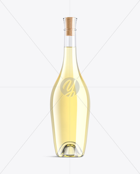 Clear Glass Bottle With White Wine Mockup