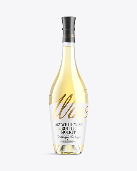 Clear Glass Bottle With White Wine Mockup - Alcohol+pack