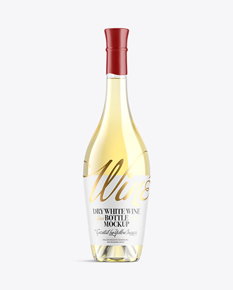 Clear Glass Bottle With White Wine Mockup