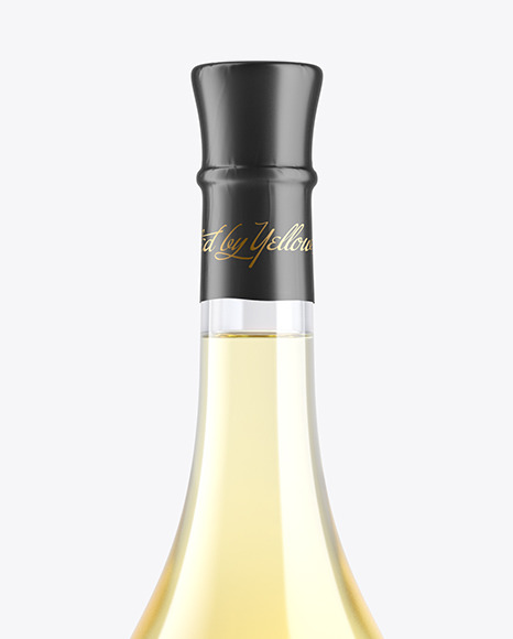 Clear Glass Bottle With White Wine Mockup