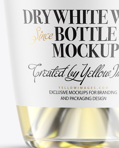 Clear Glass Bottle With White Wine Mockup
