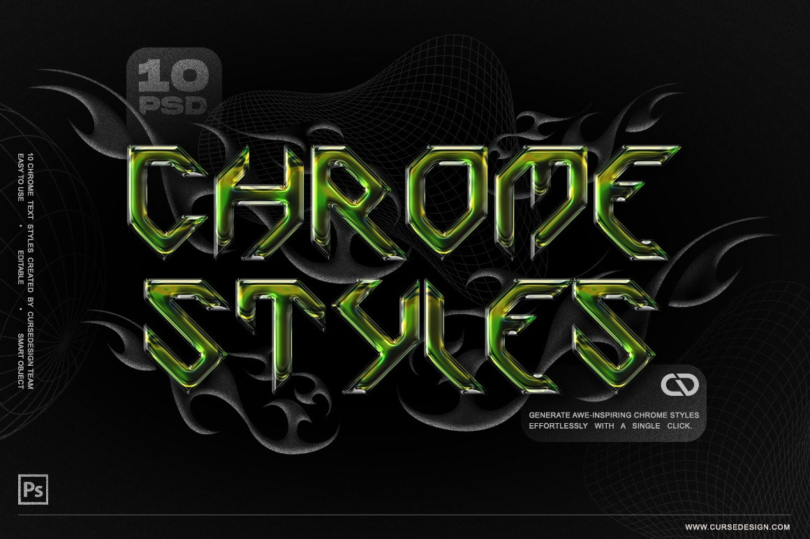 Chrome Styles Text Effects I 10 PSD