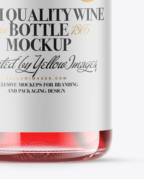 Clear Glass Red Wine Bottle Mockup