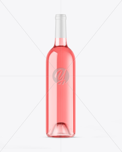 Clear Glass Pink Wine Bottle Mockup