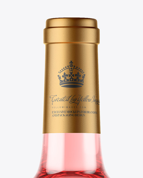 Clear Glass Pink Wine Bottle Mockup