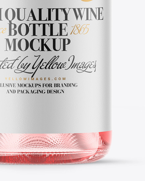 Clear Glass Pink Wine Bottle Mockup