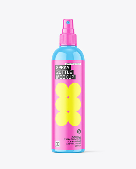 Glossy Plastic Spray Bottle Mockup