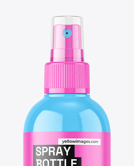 Glossy Plastic Spray Bottle Mockup