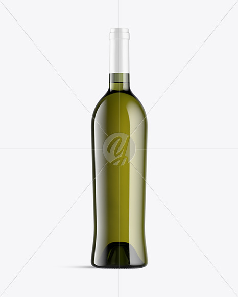 Green Glass Bottle With White Wine Mockup