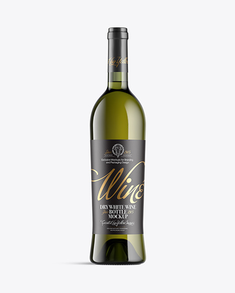 Green Glass Bottle With White Wine Mockup - Alcohol+pack