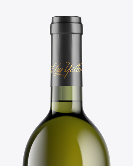 Green Glass Bottle With White Wine Mockup