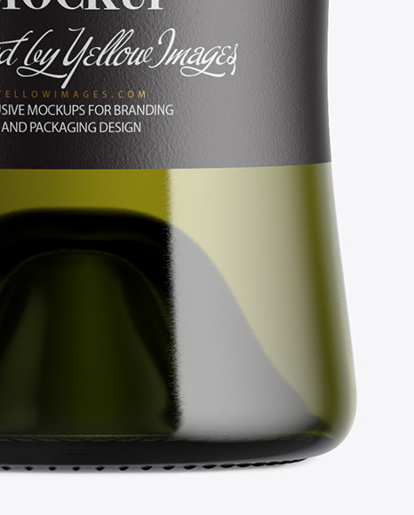 Green Glass Bottle With White Wine Mockup