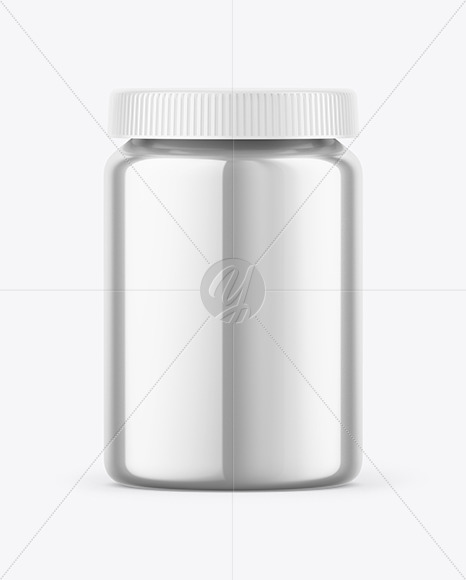 Glossy Metallic Pills Bottle Mockup