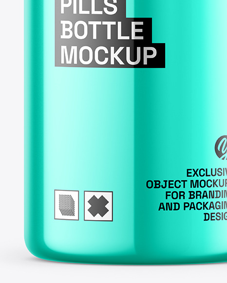 Glossy Metallic Pills Bottle Mockup