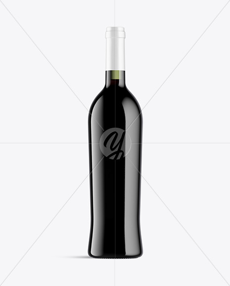 Green Glass Bottle With Red Wine Mockup