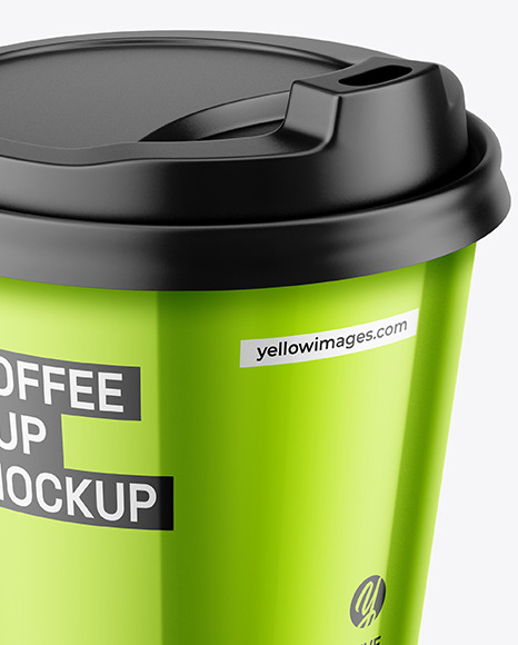 Glossy Metallic Coffee Cup Mockup