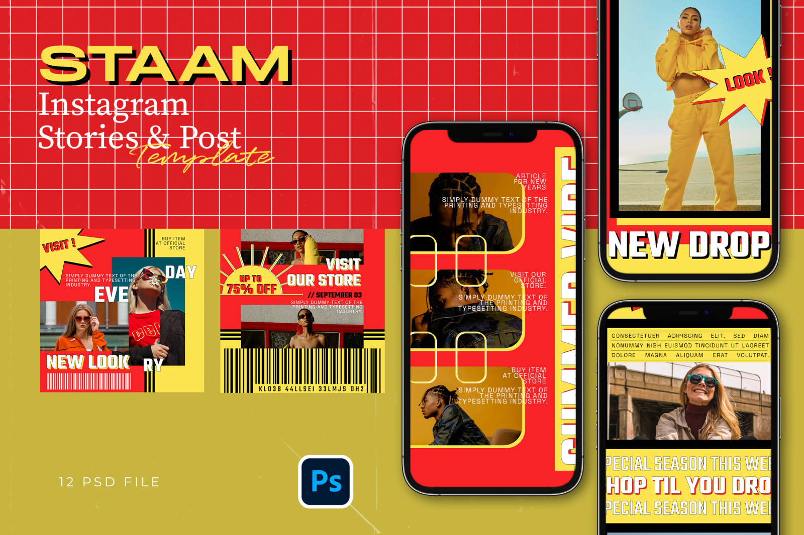 Retro 90s Instagram Template - Staam