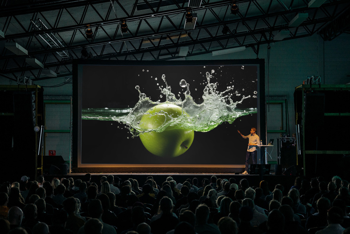 Fruits and vegetables in a splash of water