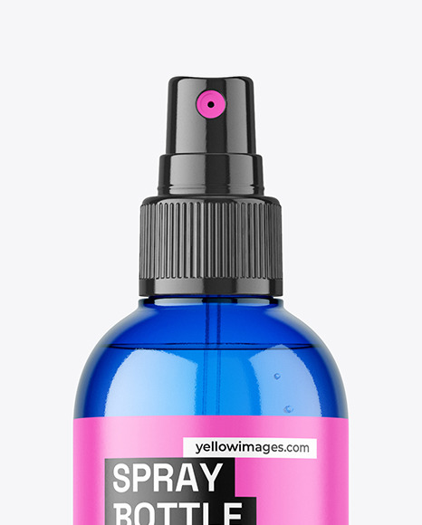 Blue Plastic Spray Bottle Mockup