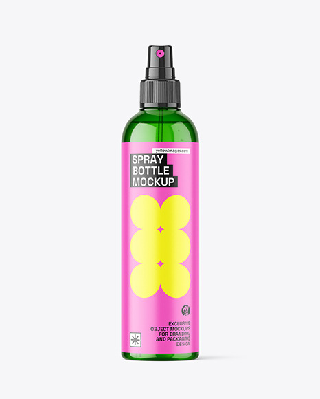 Green Plastic Spray Bottle Mockup