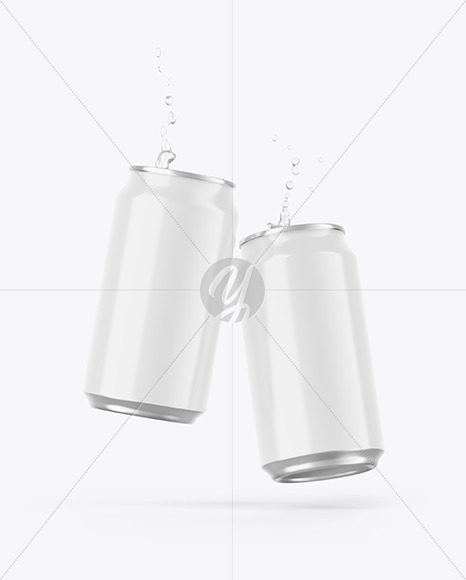 Two Cans W/ Glossy Finish Mockup