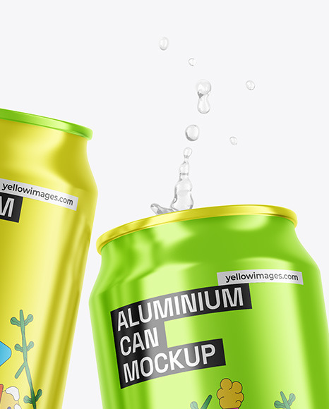 Two Glossy Metallic Cans Mockup
