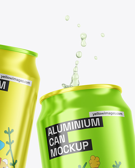 Two Glossy Metallic Cans Mockup