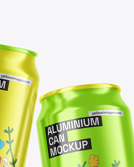 Two Glossy Metallic Cans Mockup