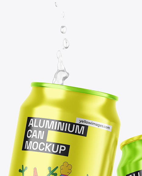 Two Glossy Metallic Cans Mockup