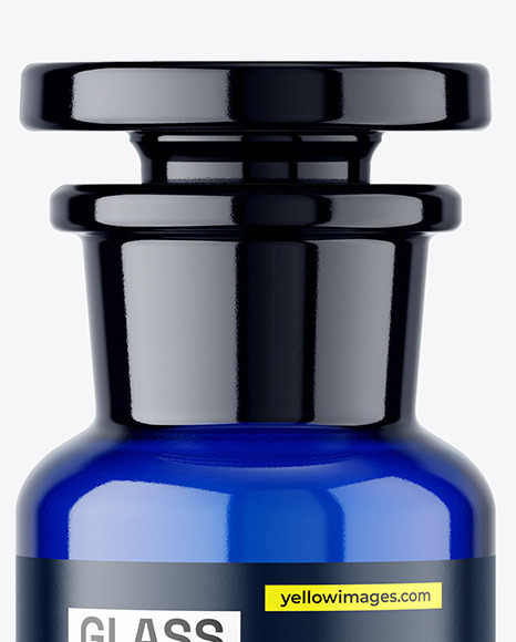 50ml Apothecary Blue Glass Bottle Mockup