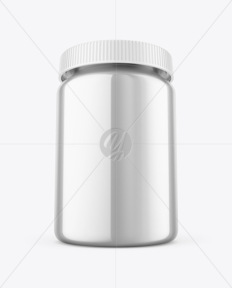 Glossy Metallic Pills Bottle Mockup