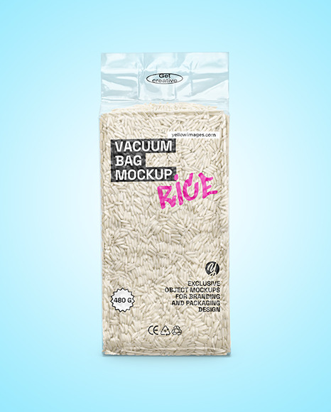 Transparent Vacuum Rice Package Mockup