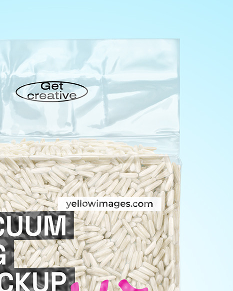 Transparent Vacuum Rice Package Mockup