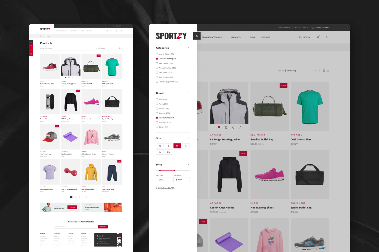 Sportzy – Modern Clean Sportswear E-Commerce Website Design UI Figma Template