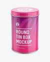 Round Tin Box with Glossy Finish Mockup (High-Angle Shot)