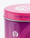 Round Tin Box with Glossy Finish Mockup (High-Angle Shot)