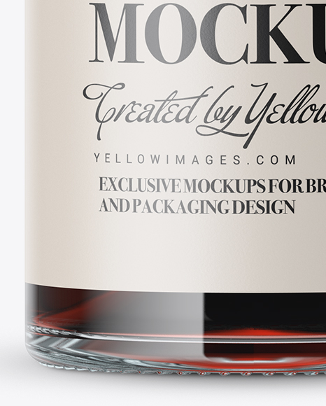 Clear Glass Black Rum Bottle Mockup