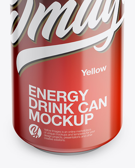 440ml Glossy Aluminium Can Mockup - Front View (High Angle Shot)