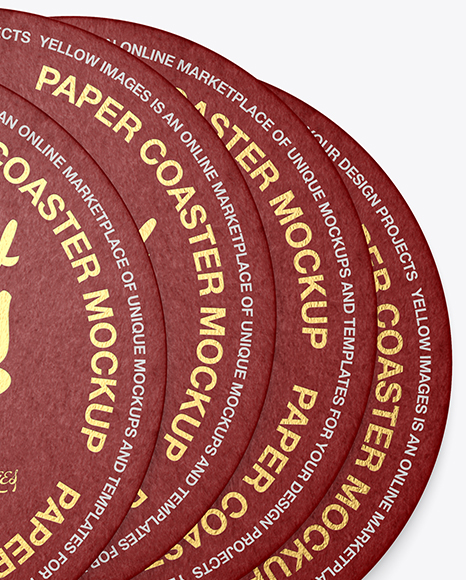 Paper Beverage Coasters Mockup - Top View