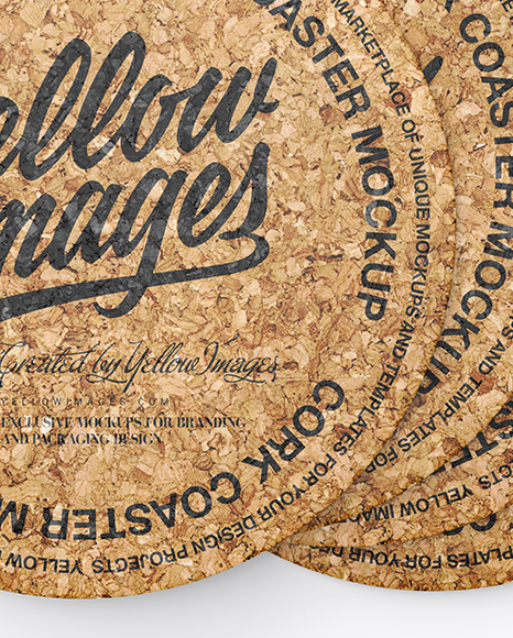 Cork Beverage Coasters Mockup - Top View