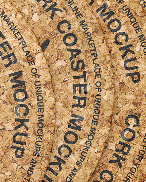 Cork Beverage Coasters Mockup - Top View